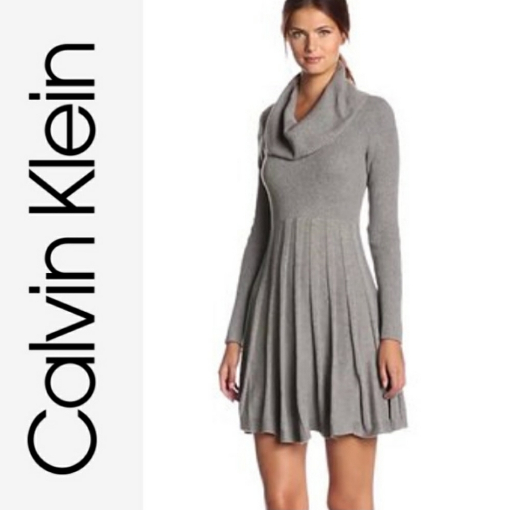Calvin Klein Knot Cowl-Neck Sweater Dress